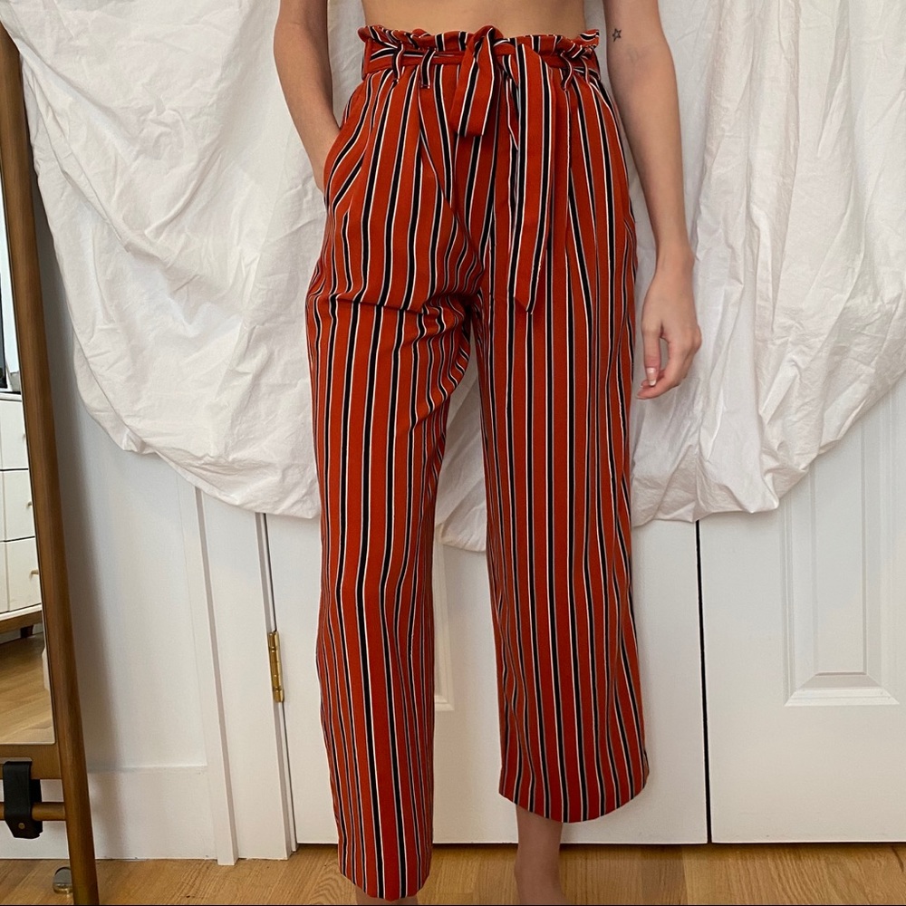 Zara red striped culottes